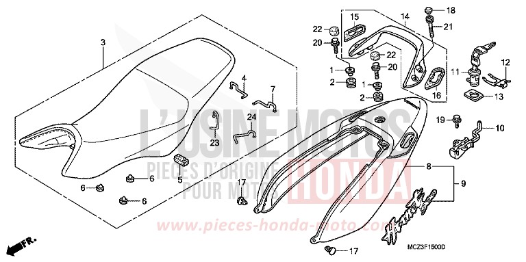 SITZ/SITZVERKLEIDUNG von Hornet 900 DIGITAL SILVER METALLIC (NHA30) von 2004